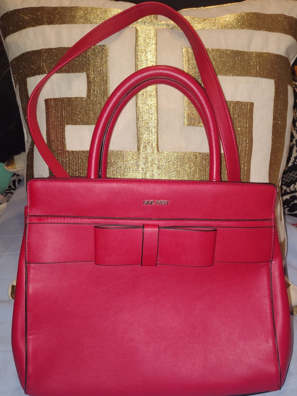 Nine West Red Bow Mireya Satchel - Structured Women's Handbag